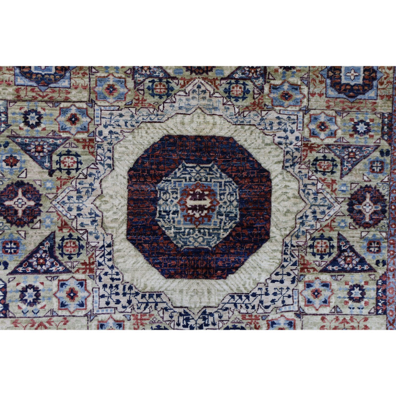 Hand Knotted Wool Area Rug in Beige