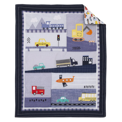 Mason & Marbles Transportation Trails Navy, 4pc Crib Bedding Set
