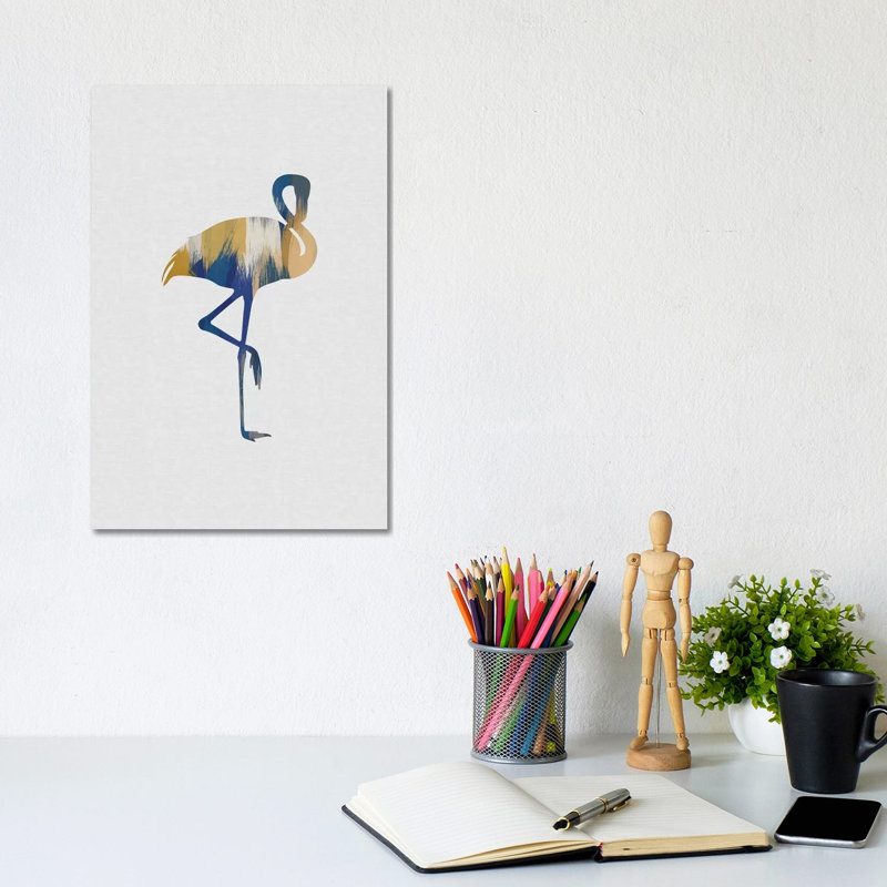 Flamingo Blue And Yellow by Orara Studio - Wrapped Canvas Gallery-Wrapped Canvas Giclée, 20.32 cm H x 30.48 cm W