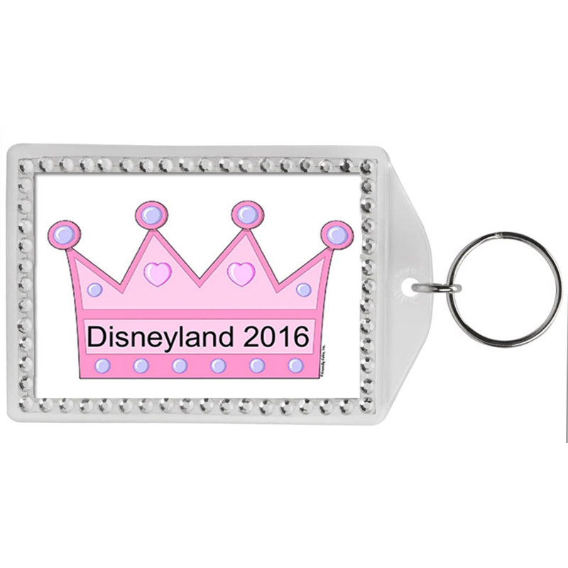 Personalized Friendly Folks Princess Crown Rhinestone Bordered Key Chain, Yes