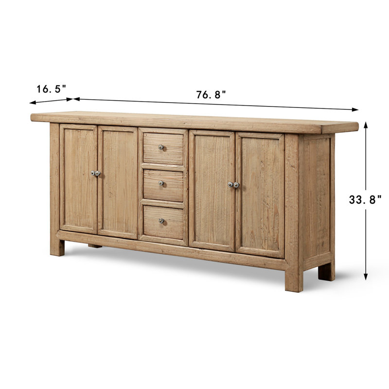 77“ Long Three Drawers Sideboard Weathered Natural