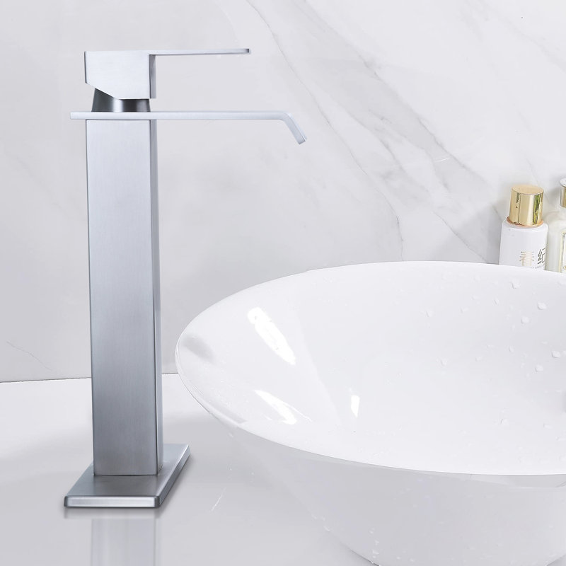 Single-handle Bathroom Faucet with Drain Assembly, Brushed Nickel