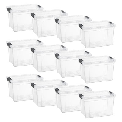  2,4 pte Mini bac de rangement transparent avec couvercle, boîte de rangement en plastique pour la maison, paquet de 12