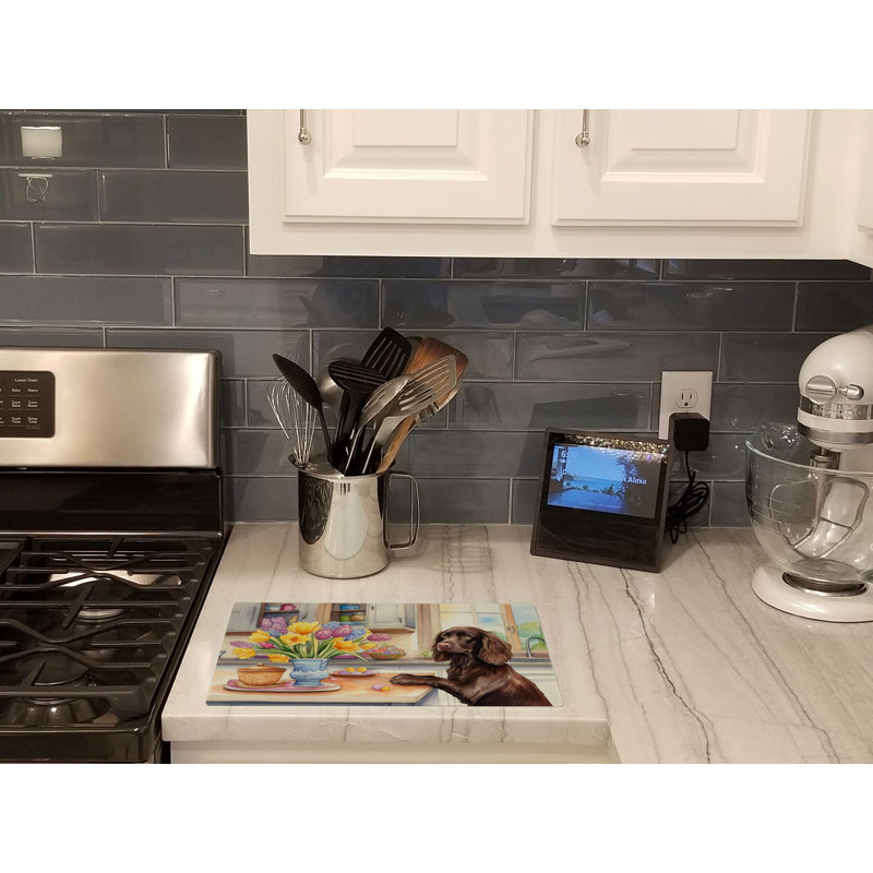 Decorating Easter Boykin Spaniel Glass Cutting Board