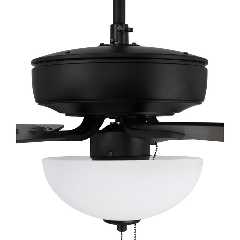 52'' Ceiling Fan with Light Kit, Flat Black