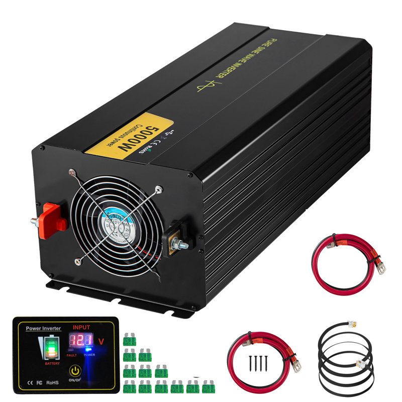 Onduleur à onde sinusoïdale pure, 5000 watts, onduleur, courant continu de 12 V à CA