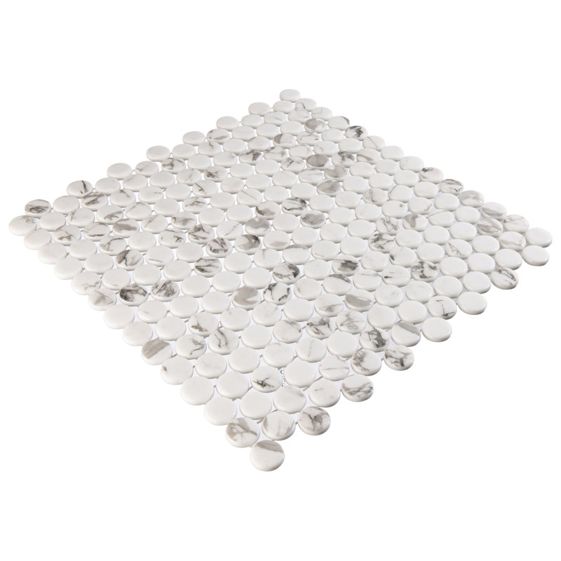 Muse 1" Glass Penny Round Mosaic Wall & Floor Tile, Athena