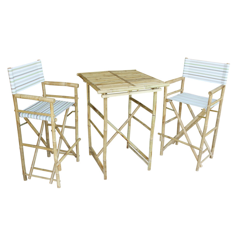 Ensemble de salle à manger en bois massif 3 pièces Aurelio, Vert / Gris