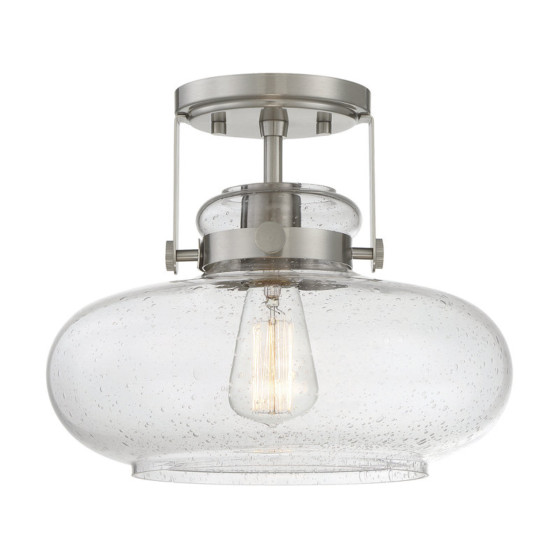 Plafonnier semi-encastré 1 lumière 12 po Deebora, Nickel brossé