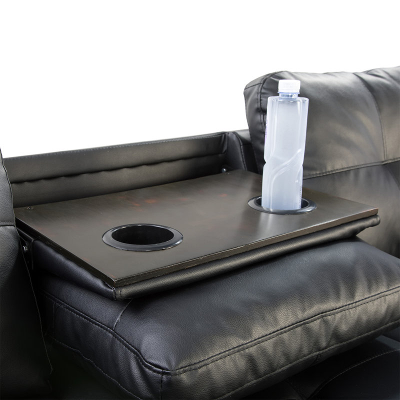 Plyler 97.2" Wide Modular Sectional with Ottoman, Black Faux Leather, Left Hand Facing