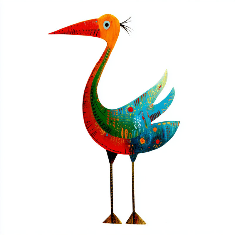 «Bird with Feathers», art mural sur toile tendue, H 20 po x l 20 po