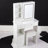 29.2" Small Size Left Drawer Desktop Vanity Table + Cushioned Stool, Large Sliding, Touch Control, Tri-color Switching, Brightness Adjust LED Mirror, High Capacity Storage, Suitable for Small Space-1951401507
