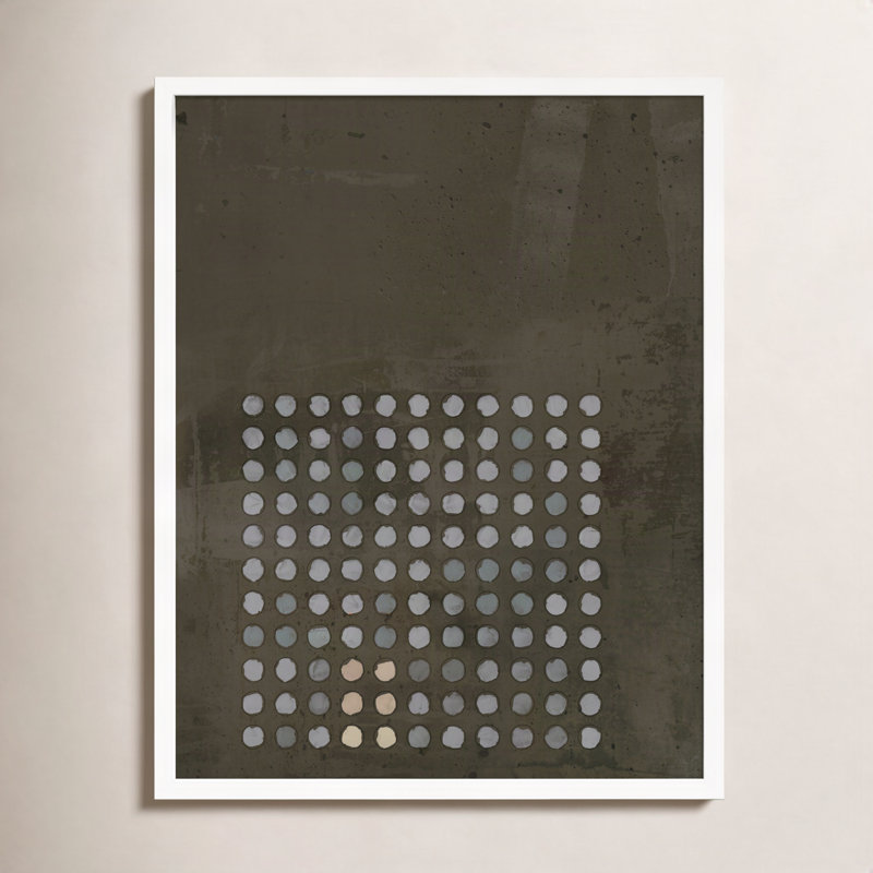 Circles In Squares 13 By Jacques Pilon - Framed Wall Art, 30" H x 24" W x 1.25" D, White