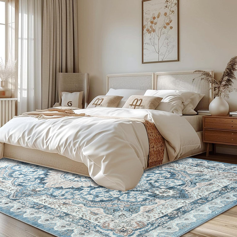 Fillender Washable Soft Vintage Rug Fashion Floral Rug For Living Room Dorm Decor, Rectangle 5' x 7'1"