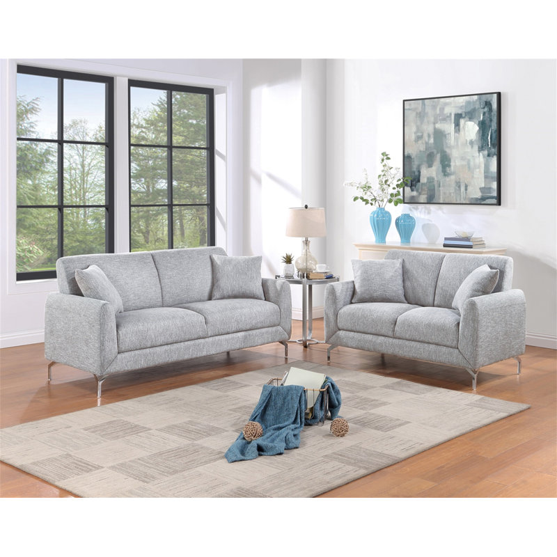 Élégante causeuse en tissu 2 pièces, Gris clair