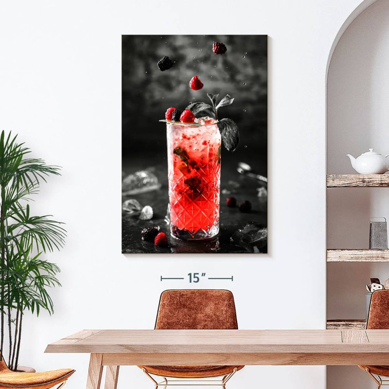 " Pop Berry Cocktail " Print, 45" H x 30" W x 1.25" D