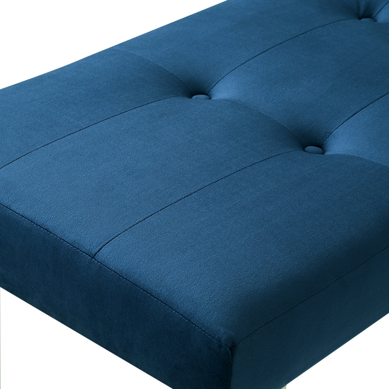 Banc en velours Bissett, Bleu marine chrome