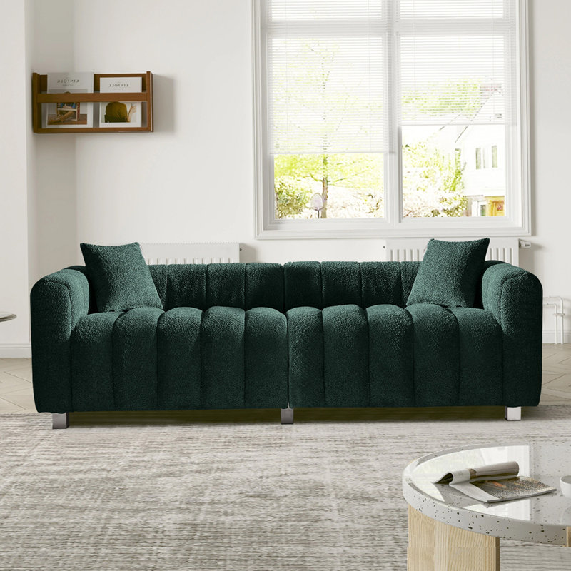 Canapé rembourré Modern Bubble avec pieds en métal et 2 coussins, Vert