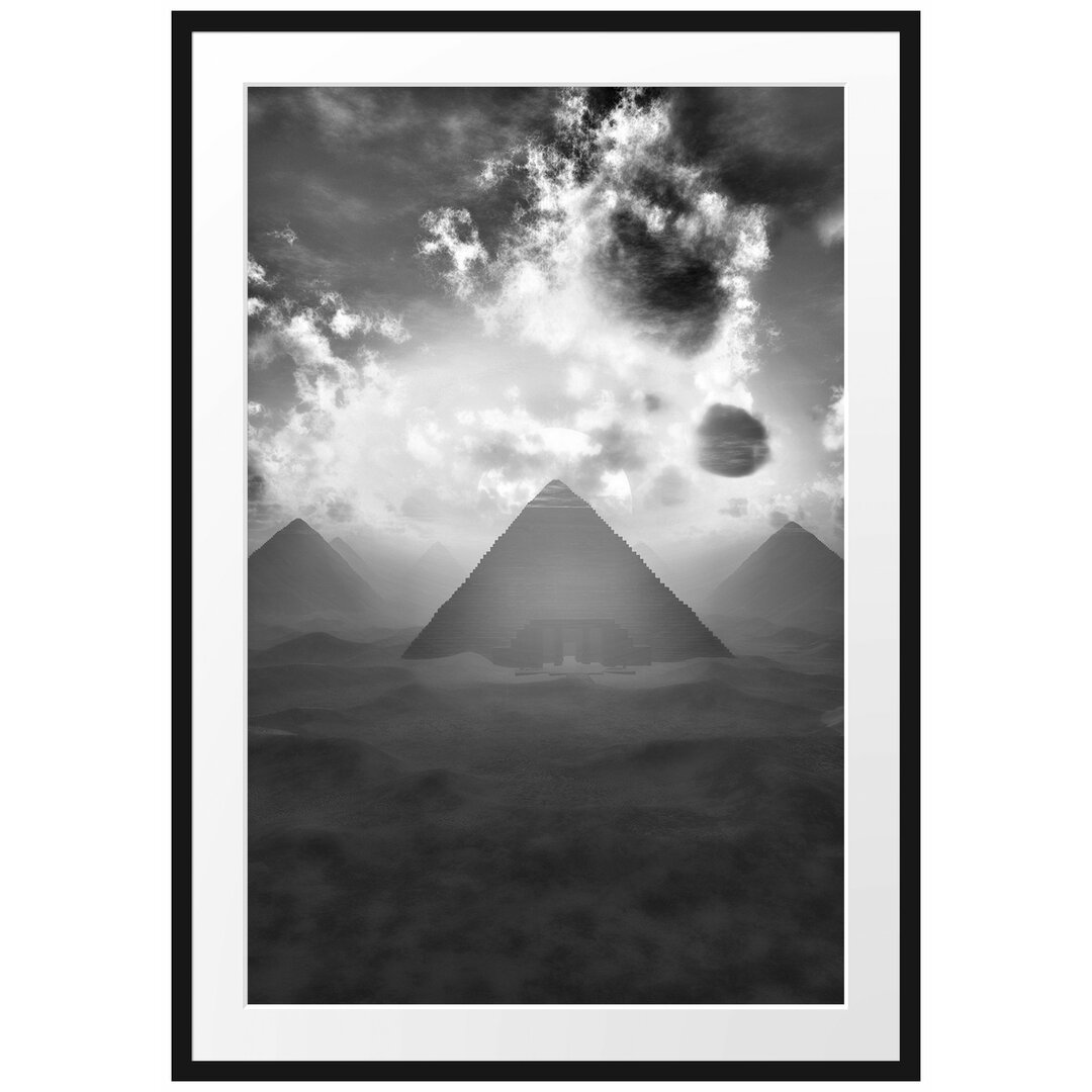 Gerahmtes Poster Pyramiden im Sonnenuntergang