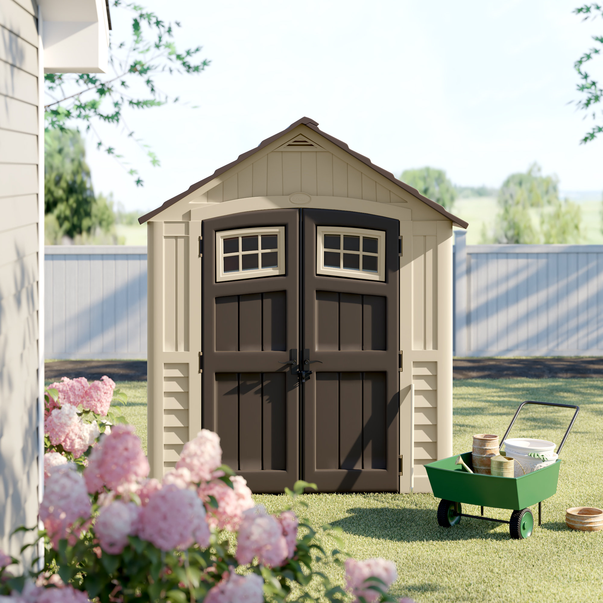 Suncast Sutton® Outdoor 7 ft. 5 in. W x 4 ft. D Plastic Storage Shed