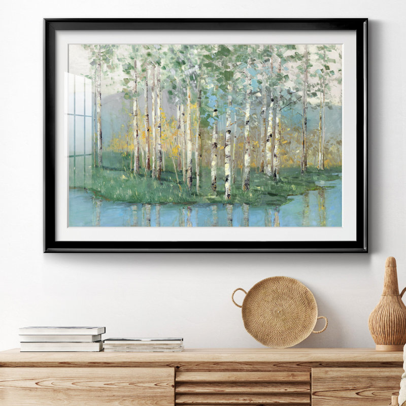 Birch Reflections Revisité - Peinture encadrée, H 30,5 po x l 42,5 po x P 1,5 po, Cadre noir