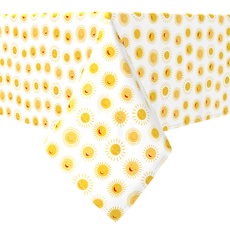 Square Tablecloth, 100% Cotton, 60x60", Cartoon Sun Drawings