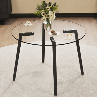 Table ronde moderne et simple en verre trempé transparent