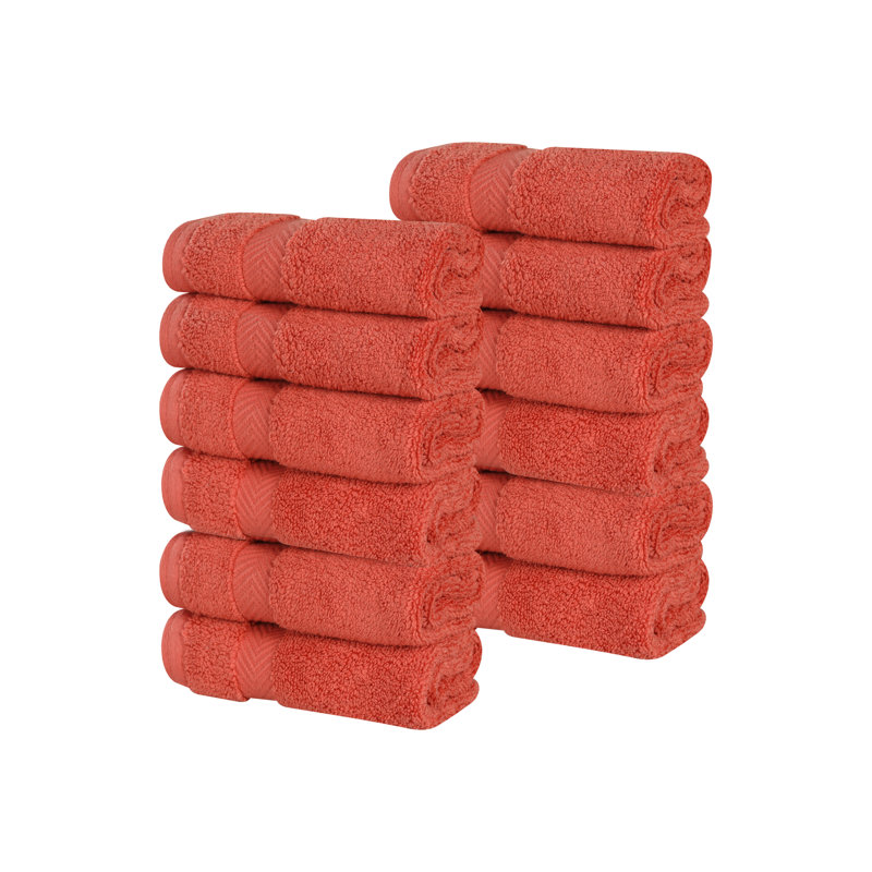 Débarbouillette à absorbant super doux à chevrons Salih Zero Twist, Brique