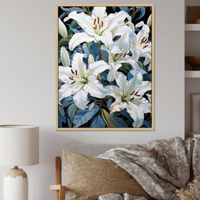 «White Serenade Beauty of Lilies III», reproduction sur toile encadrée