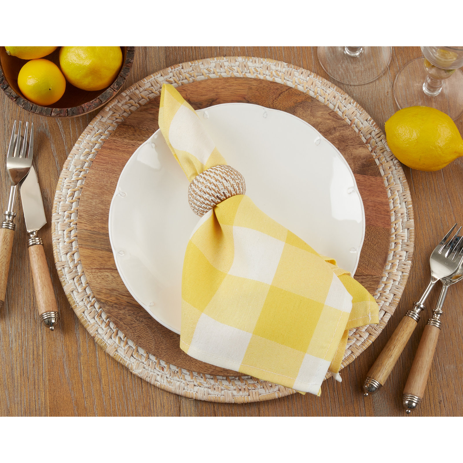 Franco Reversible Cotton Napkin, Yellow