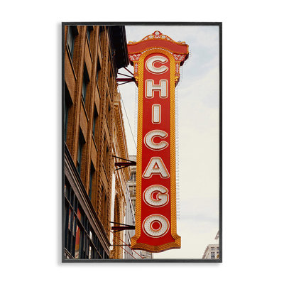 Chicago City Sign White Framed Giclee Art by Ashley Singleton