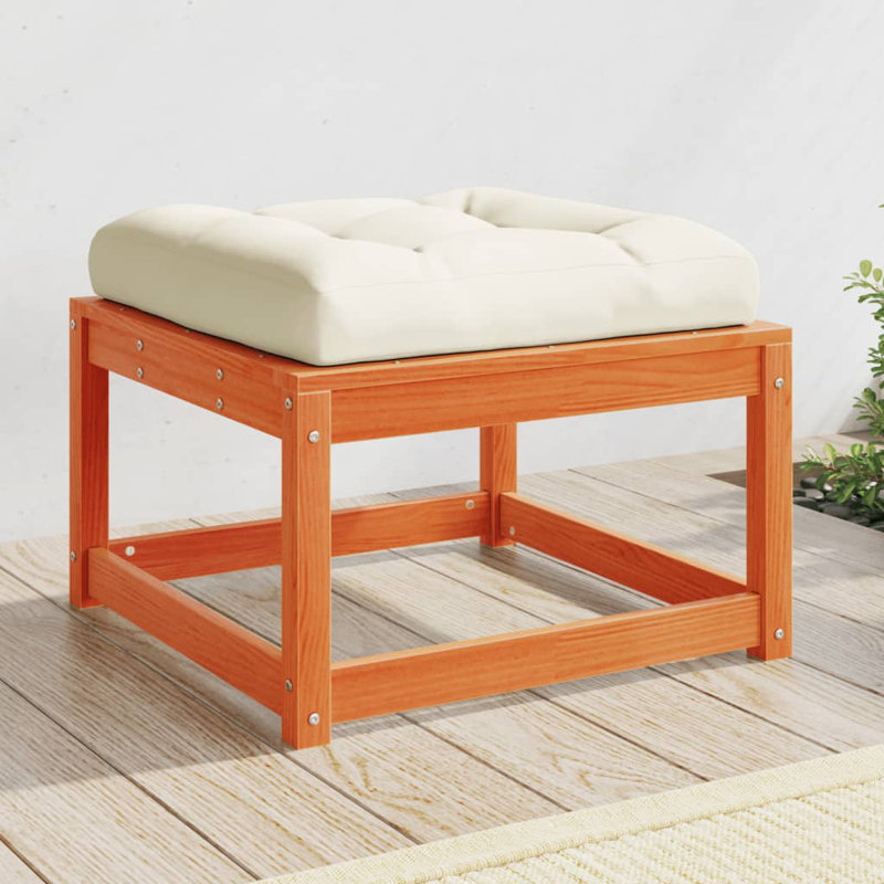 Garden Footstool Ottoman Footrest Outdoor Stool Seat Solid Wood Pine, Wax Brown, White