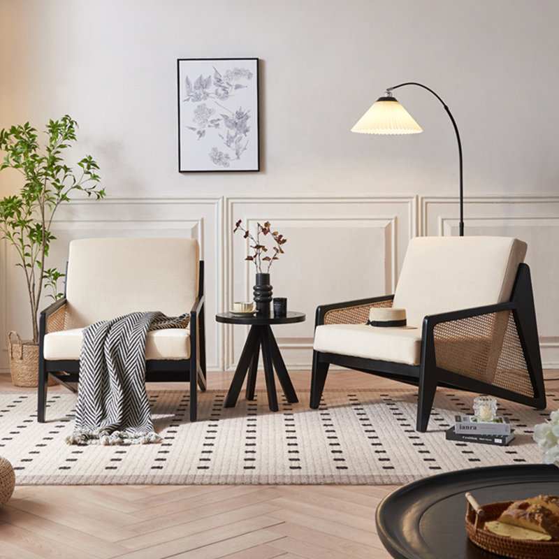 Chaise de loisir en bois massif de style nordique, White, Black