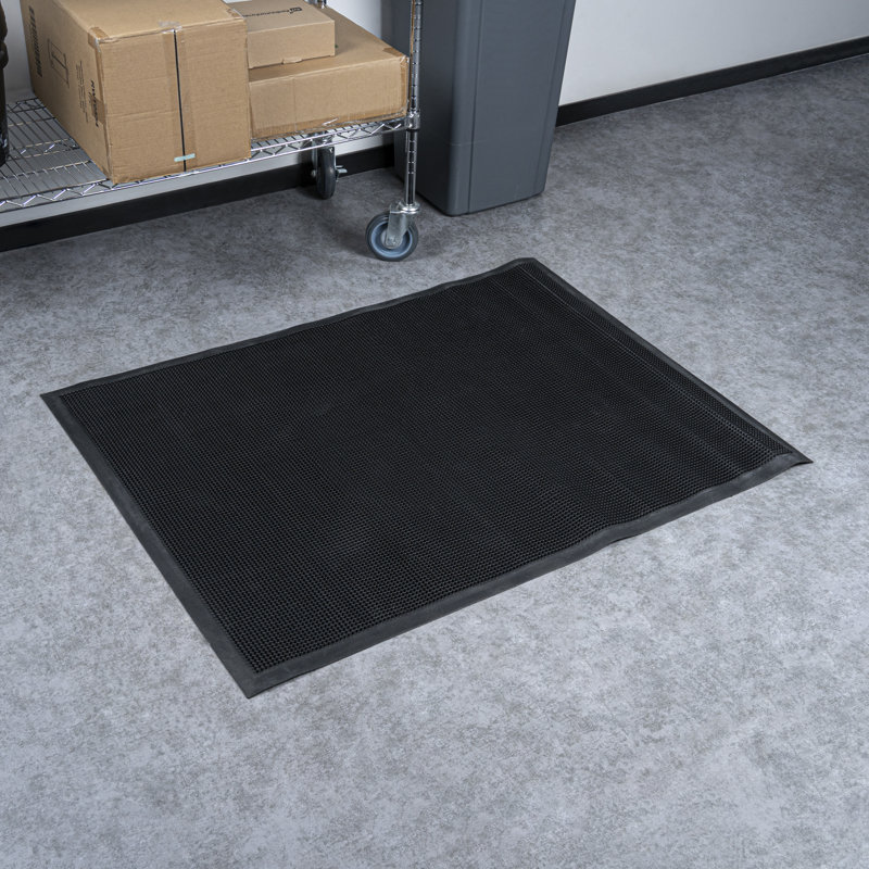 Tapis de sol antidérapant 48 po x 36 po, 1 tapis de cuisine d'intérieur - Usage intensif, pour maison, bureau ou restaurant, tapis d'entrée en caoutchouc noir, profil bas, facile à nettoyer