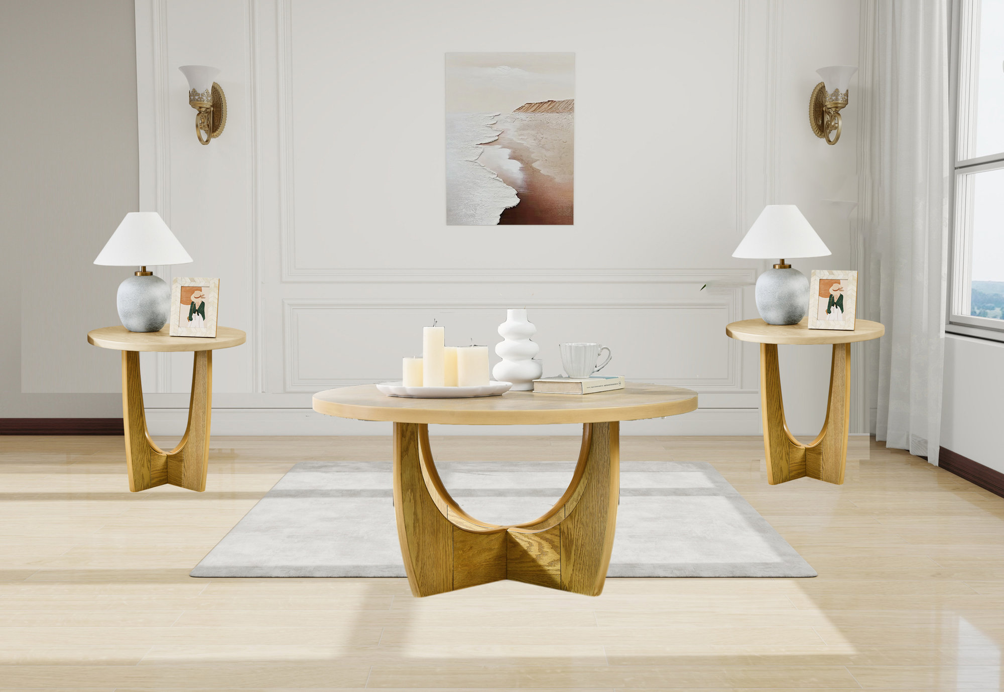 Everly Quinn 3-Piece Round Coffee Table Set,1 Coffee Table End