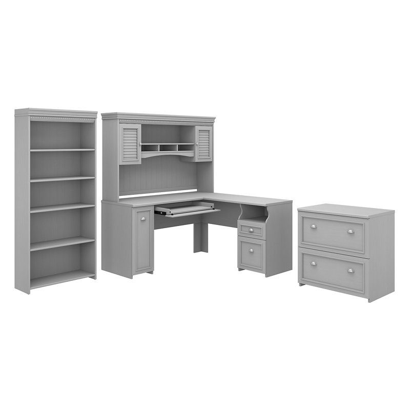 Huckins 5 Piece Computer Desk Office Set, Cape Cod Gray