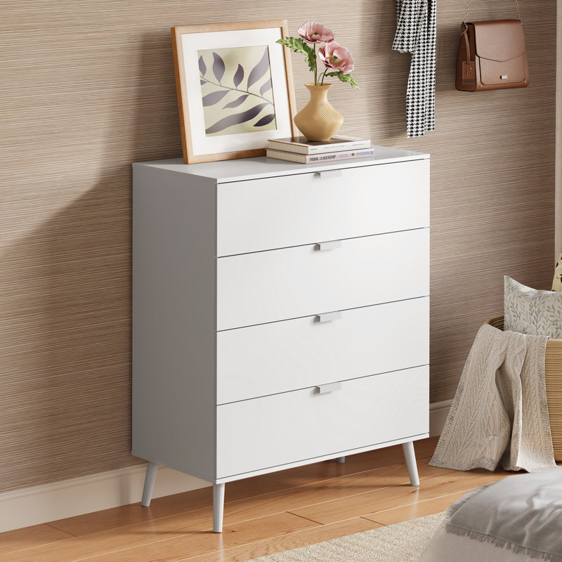 Commode de 50 po de hauteur à 5 tiroirs en bois pour chambre à coucher avec pieds solides, rangement de commode moderne avec poignée en métal robuste, commode de salon, couloir, garde-robe