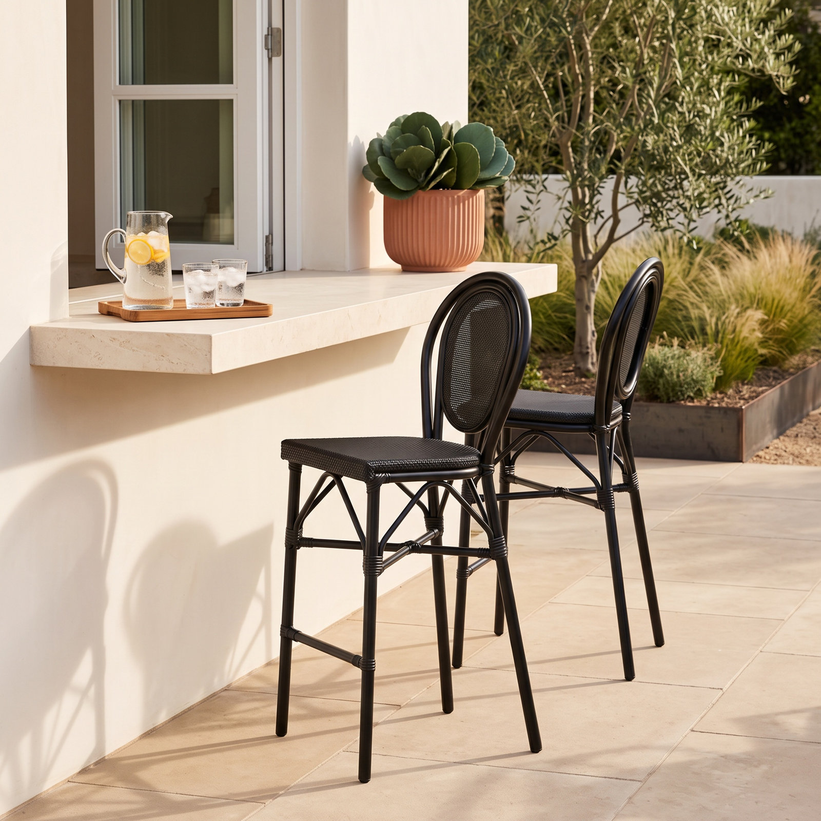 Abode Patio Bar Stool, Black