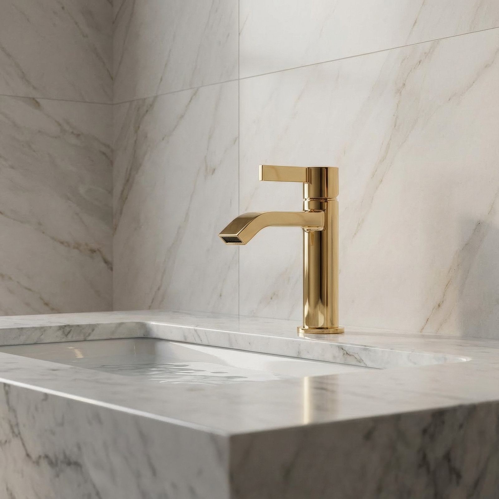 Single-handle Bathroom Faucet, Polished Gold
