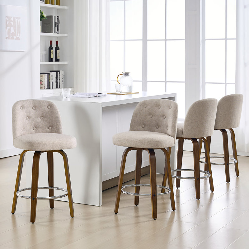 Tabouret de bar et de comptoir pivotant rembourré, Beige, 2, Tabouret de comptoir (siège d'une hauteur de 26 p