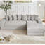 Couchette surdimensionnée en nuage, lit en velours côtelé à 3 places en L, convertible, sans assemblage, 8 coussins, fonction d'assemblage autonome, mode de vie pratique pour la maison-623070152-623070153