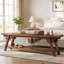 Banc de salle à manger en bois massif 63 pouces, banc de cuisine long rustique avec tablette de rangement inférieure, brun