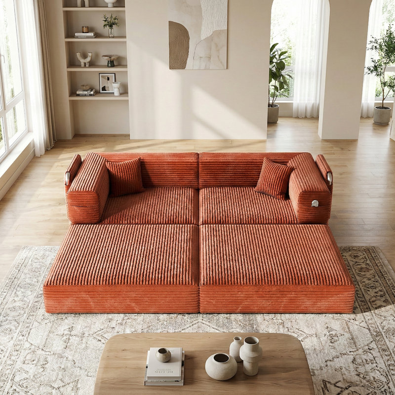 Canapé-lit 78,7 po convertible Cloud, Orange
