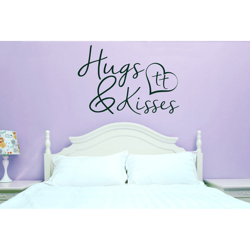 Hugs and Kisses Wall Sticker, Large, Dark Green