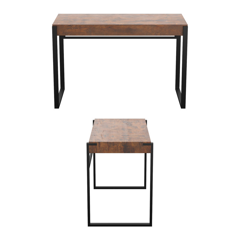 Celestial Metal Base Writing Desk, Dark Wood