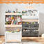 Organisateurs de boîtes à jouets de 51,1 po de largeur, bibliothèques pour enfants avec 4 bacs de rangement en tissu, grande boîte à jouets avec couvercle de bloc de construction mobile, rangement pour animaux en peluche pour chambre à coucher, salle de jeux, salon (blanc)-306252861