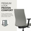 Chaise de bureau ergonomique en tissu HON Ignition 2.0, inclinaison avancée, structure noire, brouillard-120151193-120151188-120151190
