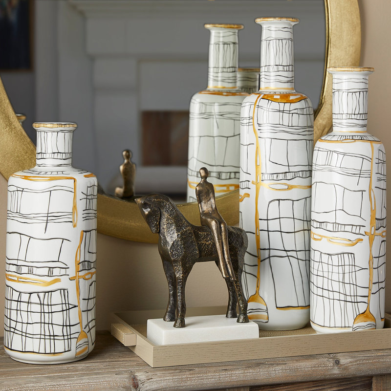 Lindus Handmade Ceramic / Porcelain Table Vase, 16" H x 6.25" W x 6.25" D