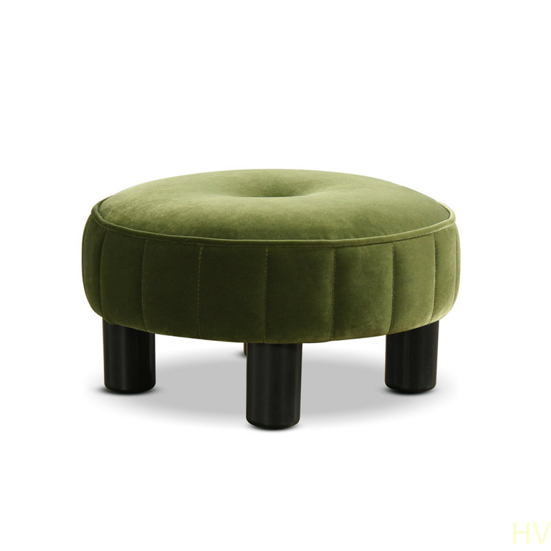 Repose-pieds rond 16 po Riley, velours performance olive