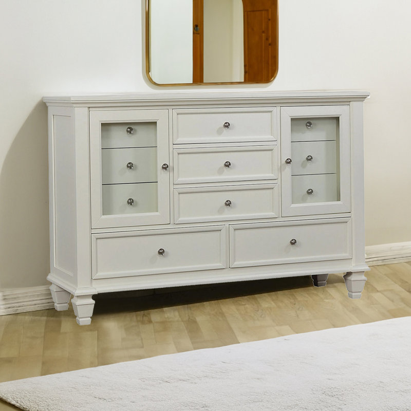Commode combinée 11 tiroirs en bois Ecker, Blanc